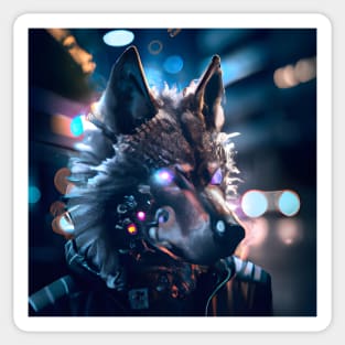 Cyberpunk Wolf (2) - Anthropomorphic Sci fi Wolves Sticker